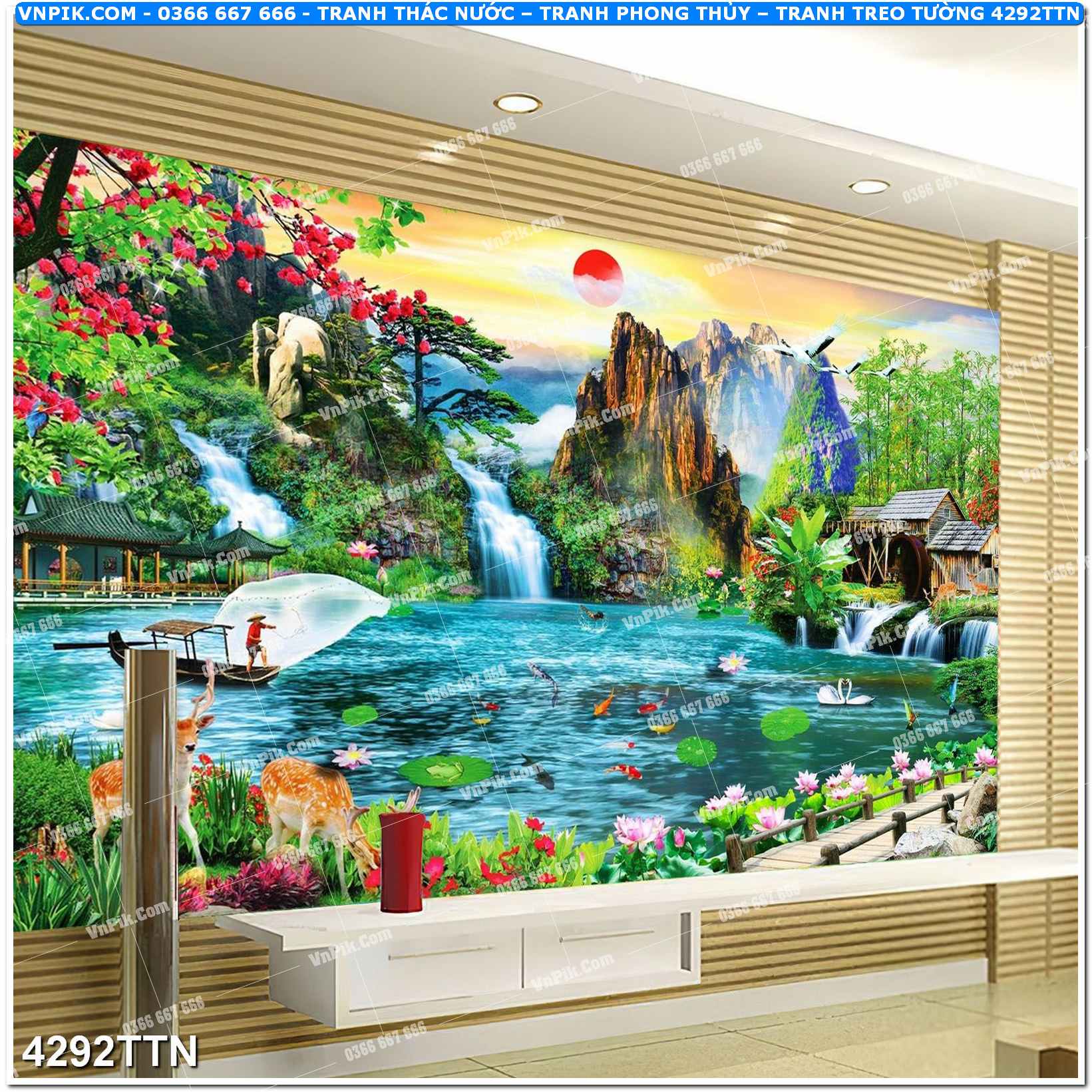 Tranh thác nước – Tranh phong thủy – Tranh treo tường mã 4292TTN