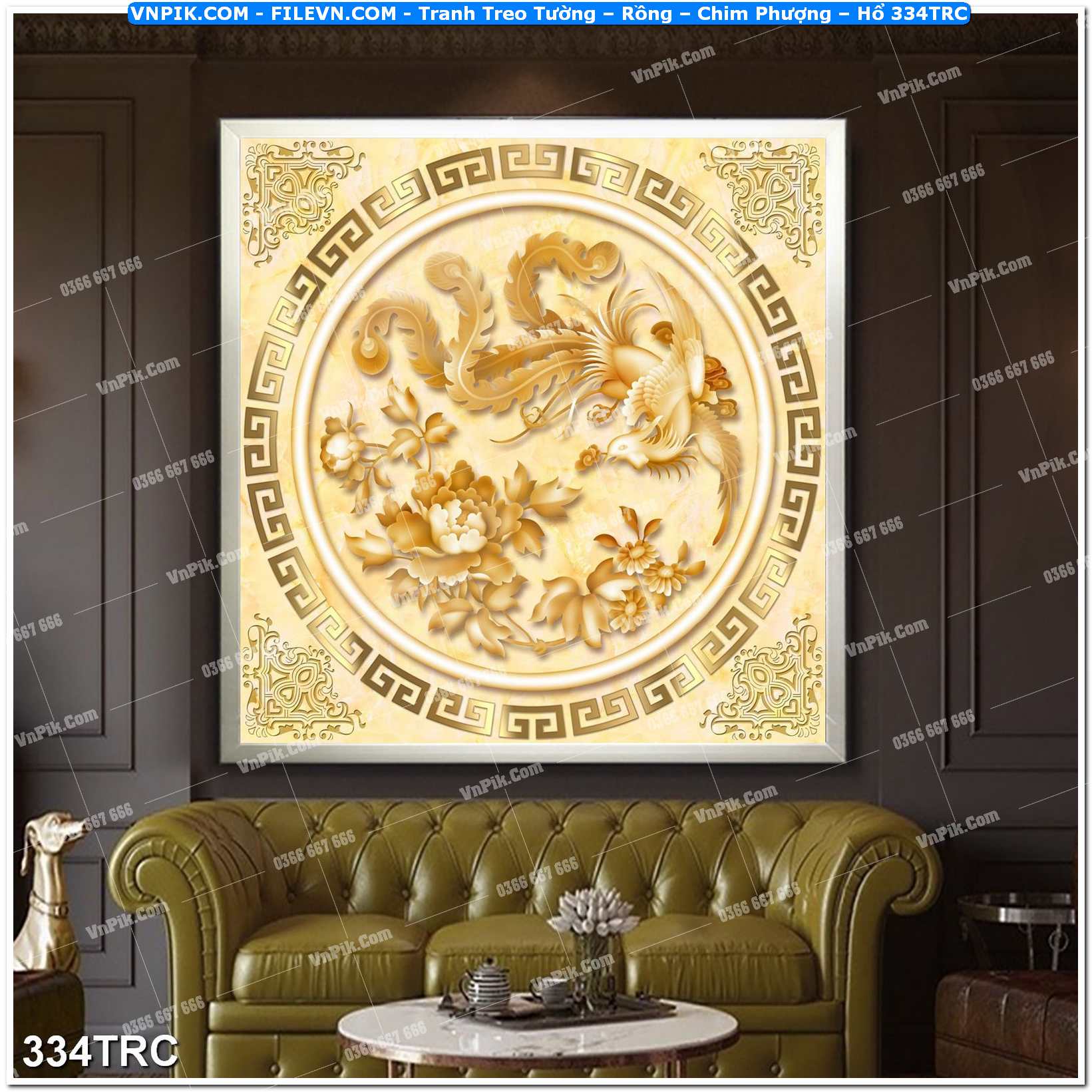 Tranh Treo Tường – Rồng – Chim Phượng – Hổ 334TRC