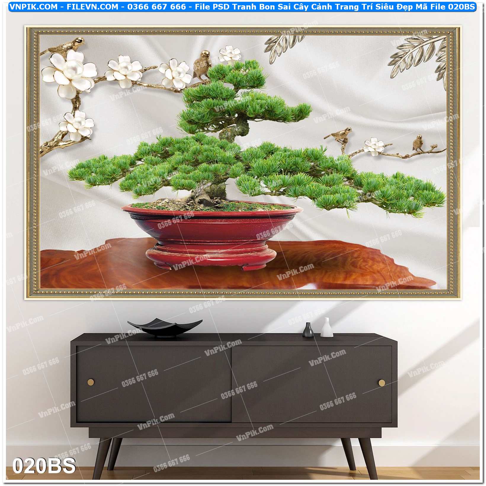 File PSD Tranh Bon Sai Cây Cảnh Trang Trí Siêu Đẹp Mã File 020BS