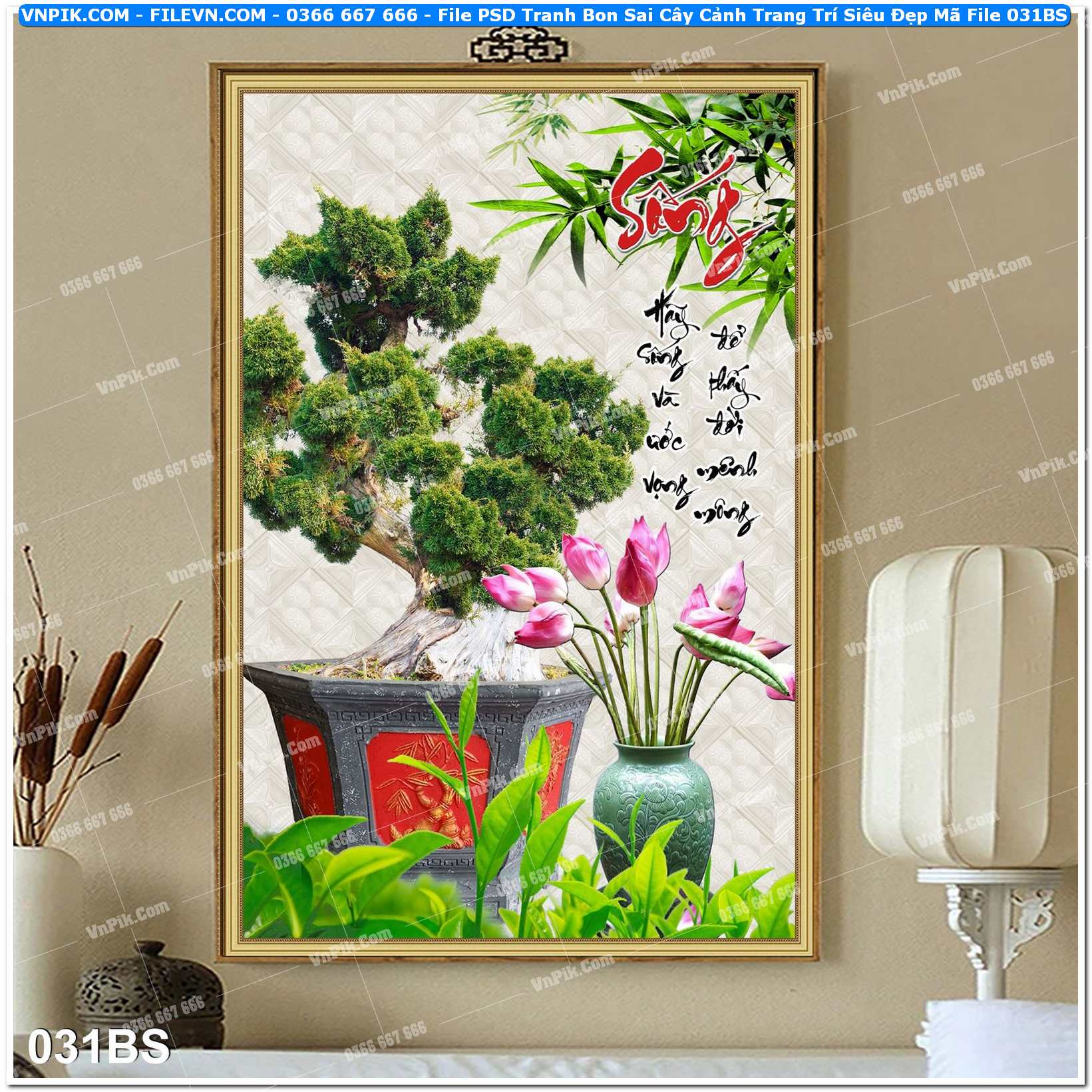 File PSD Tranh Bon Sai Cây Cảnh Trang Trí Siêu Đẹp Mã File 031BS