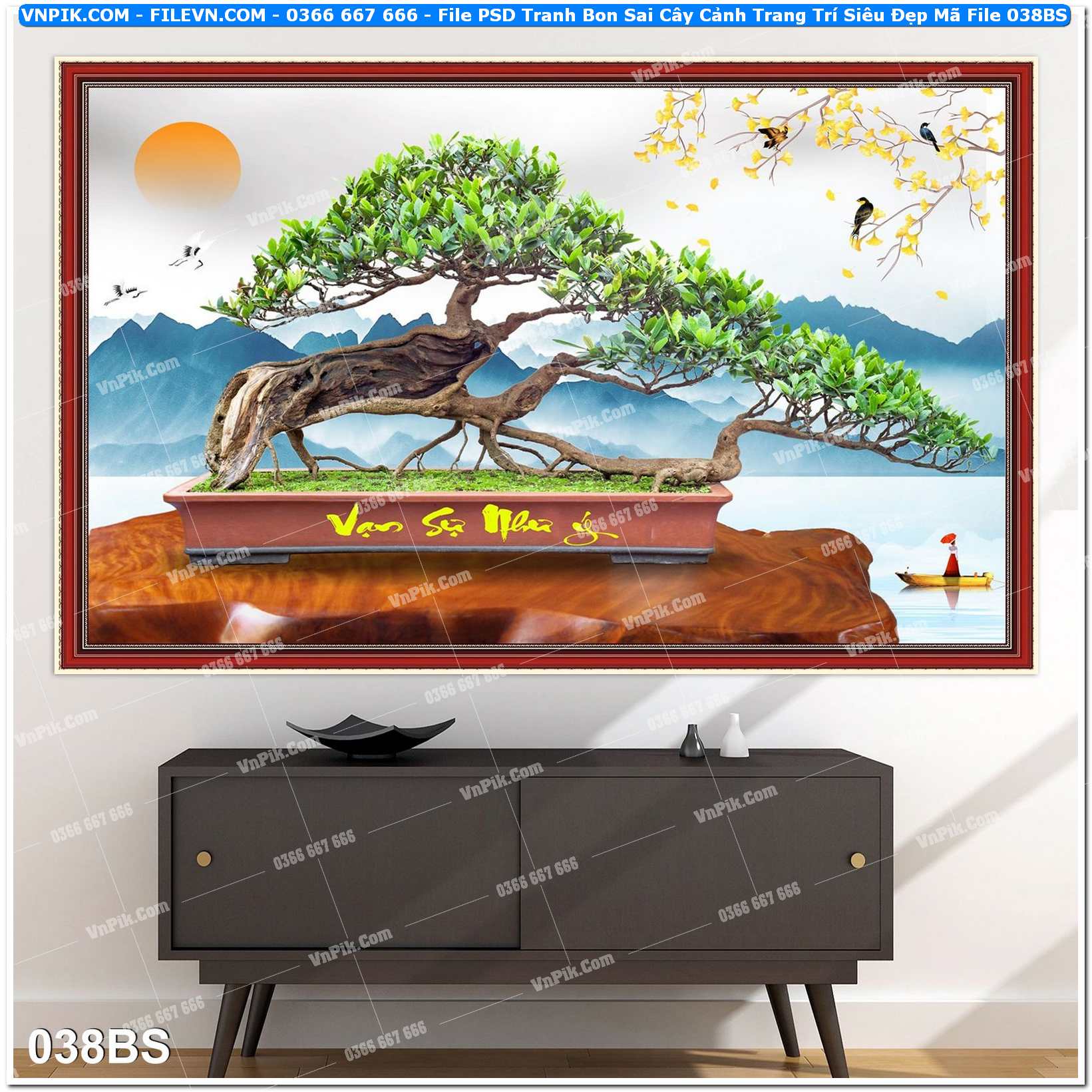 File PSD Tranh Bon Sai Cây Cảnh Trang Trí Siêu Đẹp Mã File 038BS