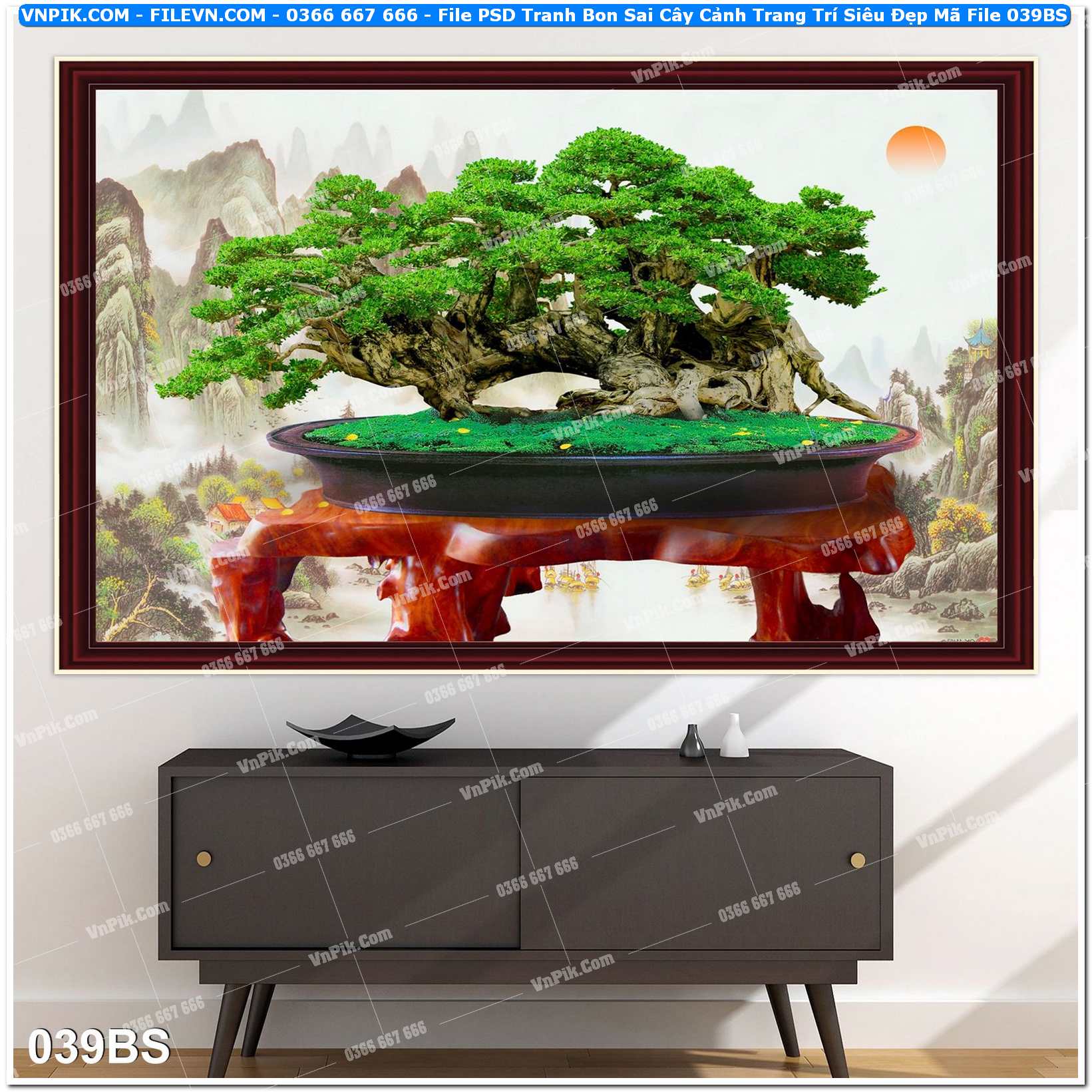 File PSD Tranh Bon Sai Cây Cảnh Trang Trí Siêu Đẹp Mã File 039BS