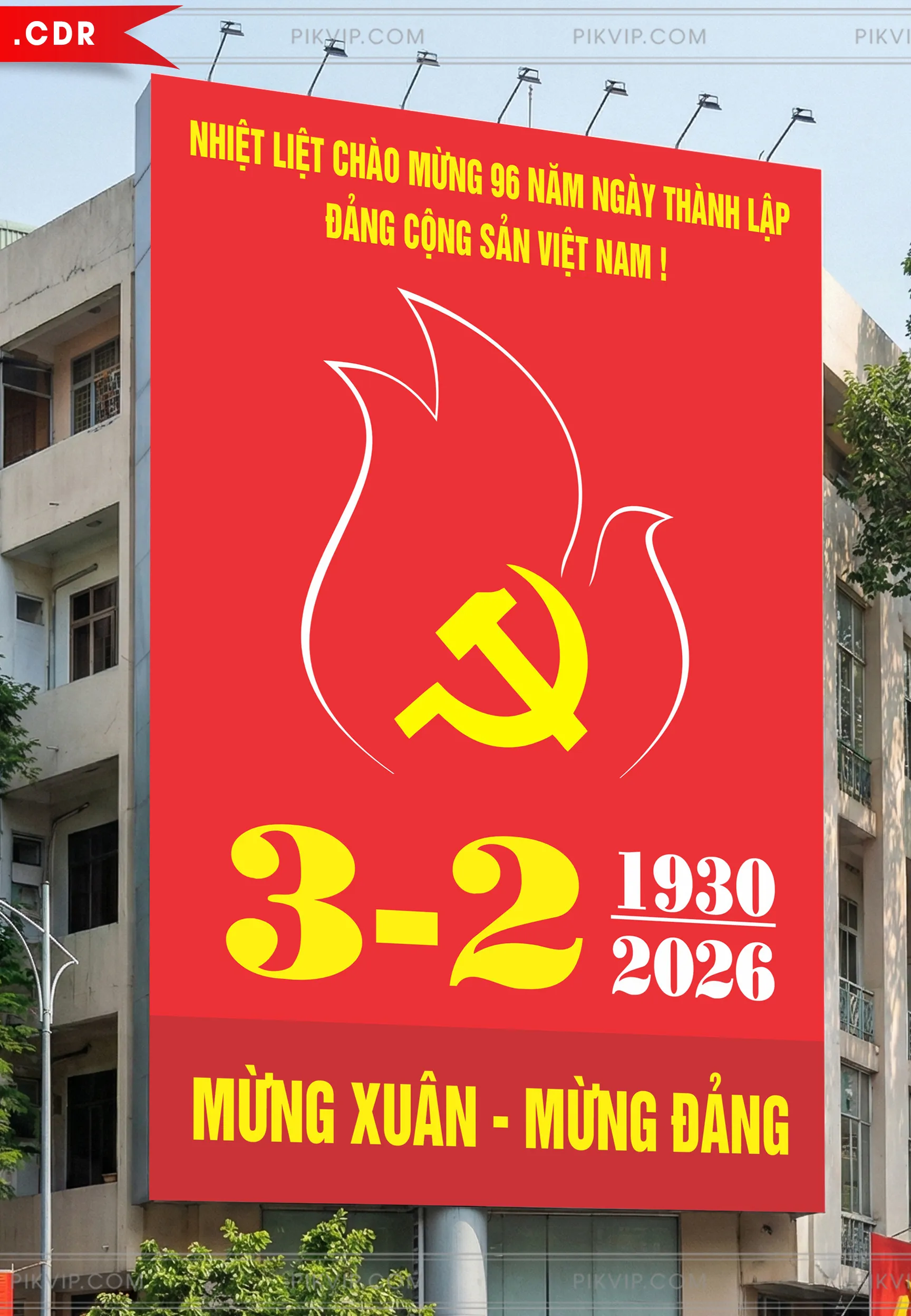Mẫu Banner Vector Chào Mừng 96 Năm Ngày Thành Lập Đảng Cộng Sản Việt Nam (3/2/1930-2026)