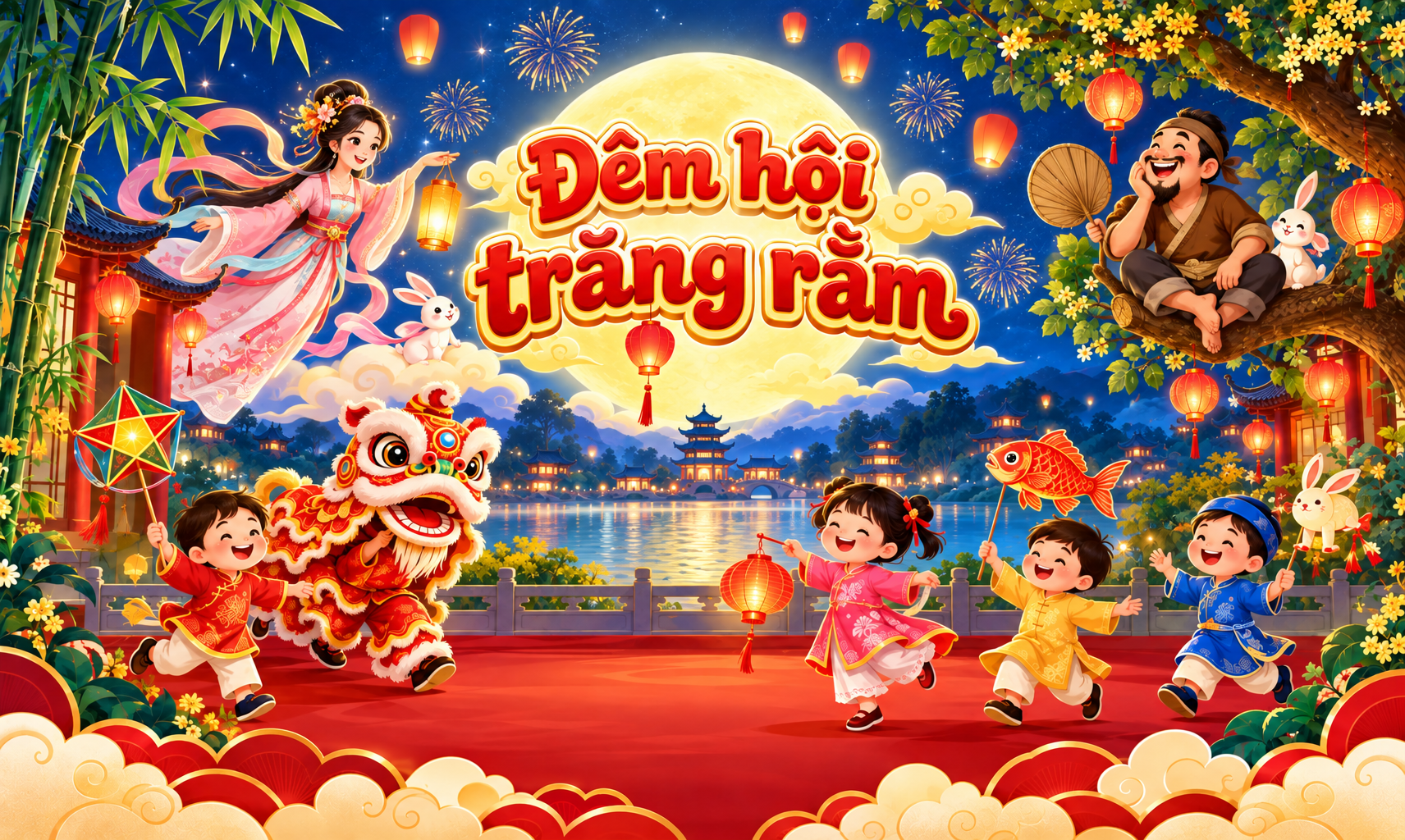 Backdrop Phông sân khấu Đêm hội trăng rằm