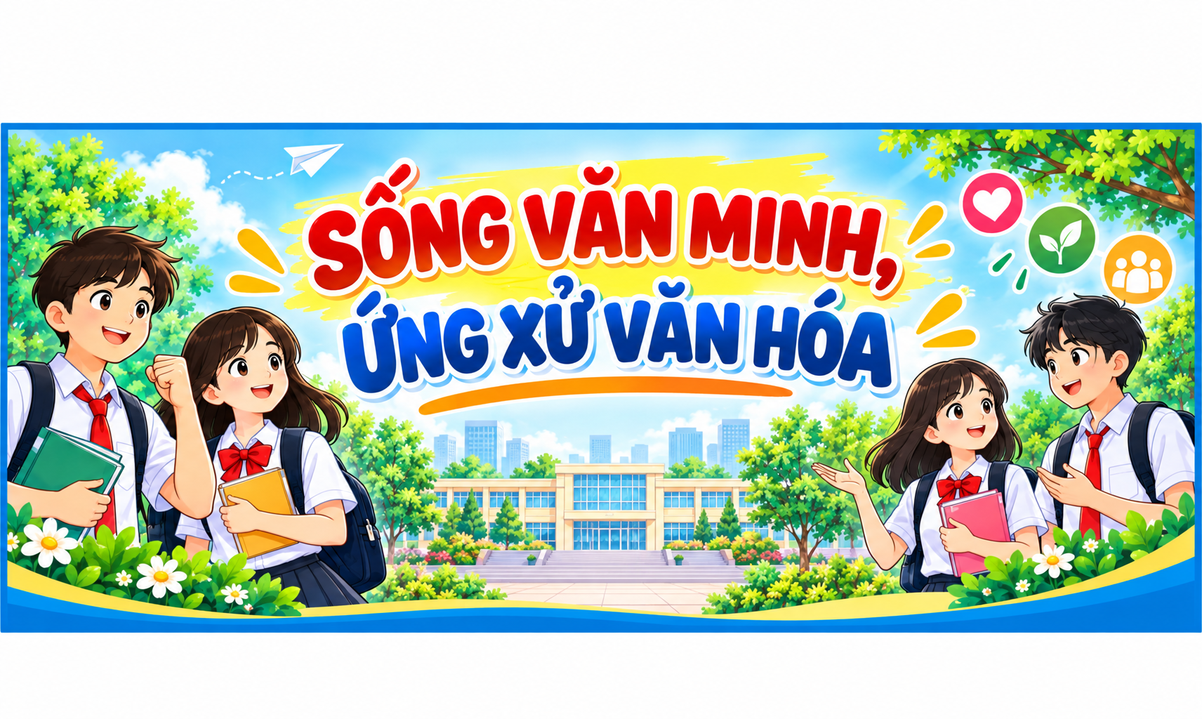 Backdrop Phông sân khấu Chủ đề Sống Văn Minh, Ứng Xử Văn Hóa
