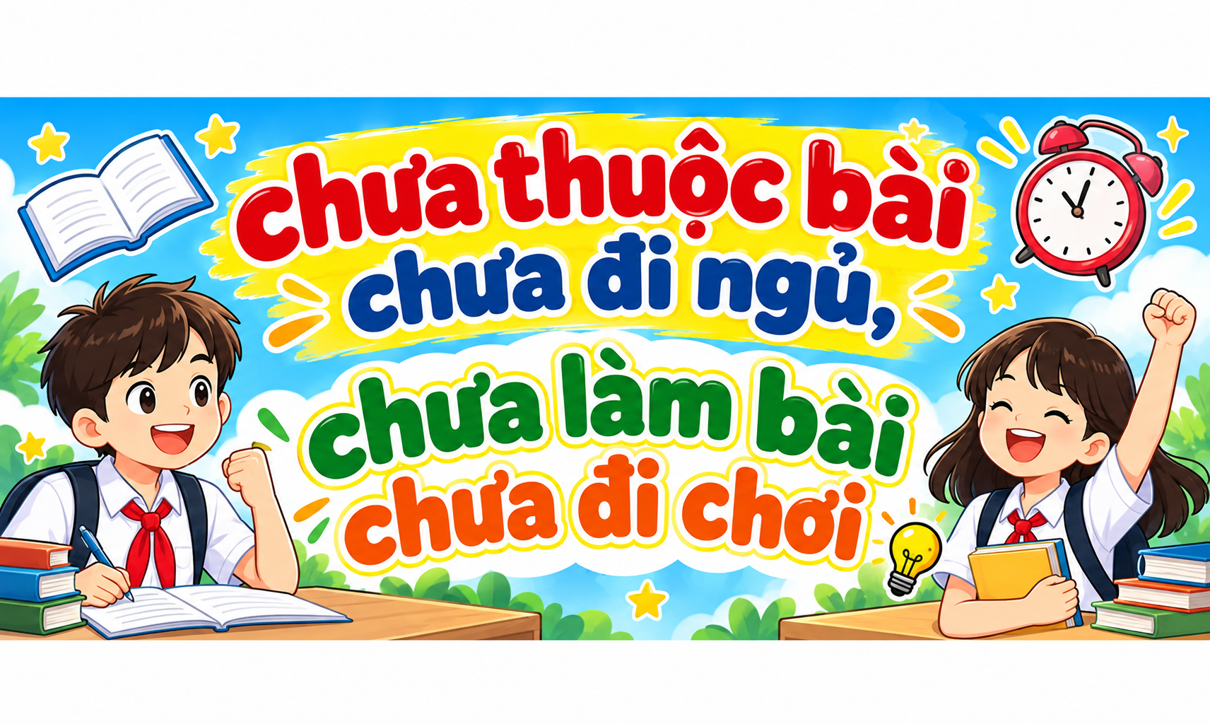 Thiết kế Backdrop Phông sân khấu chủ đề học tập vui nhộn