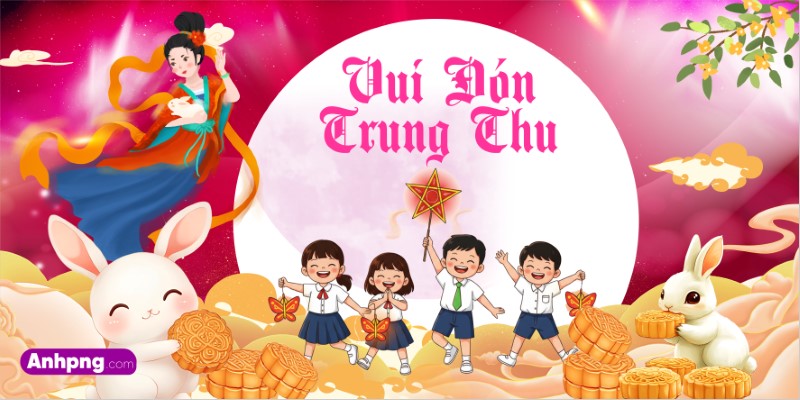 Ảnh Trung Thu – Vui đón trăng rằm, hình nền vector cho banner, backdrop