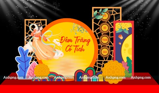 Decor trang trí Trung Thu 2026 với tiểu cảnh cung trăng sân khấu