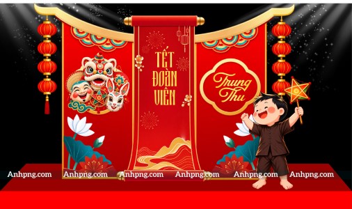 Tiểu cảnh trang trí Trung Thu đỏ vàng cho khu check-in lễ hội