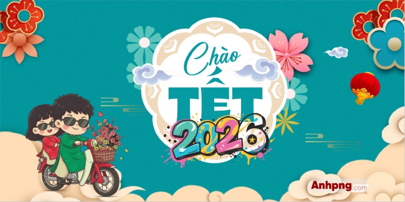 Trang trí Tết trường mầm non với backdrop Chào Tết 2026