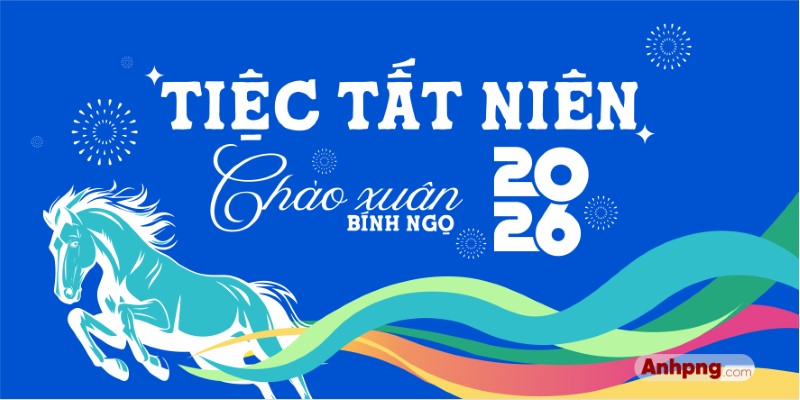 Phông nền tiệc tất niên chào xuân Bính Ngọ 2026 làm banner