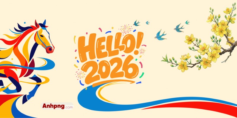 Tết 2026 linh vật ngựa chào xuân – background chúc mừng năm mới