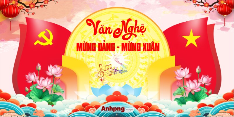 Phông nền văn nghệ mừng Đảng mừng Xuân 2026 thiết kế sân khấu
