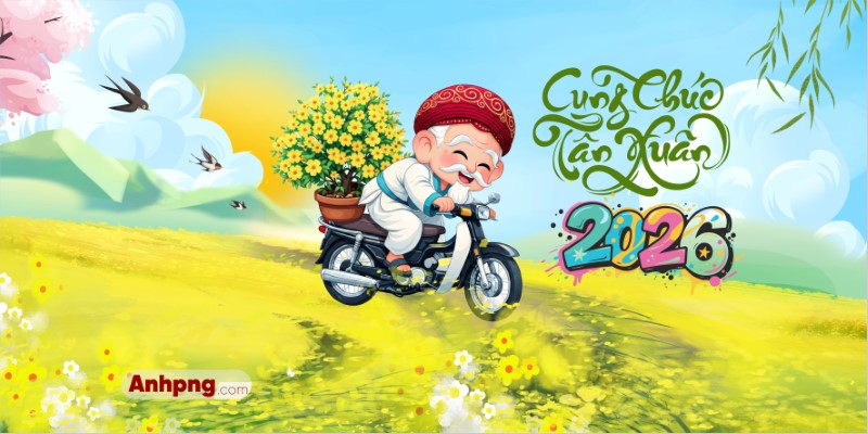 Hình nền Tết 2026 đẹp nhất chibi ông Thọ tông vàng xuân mới