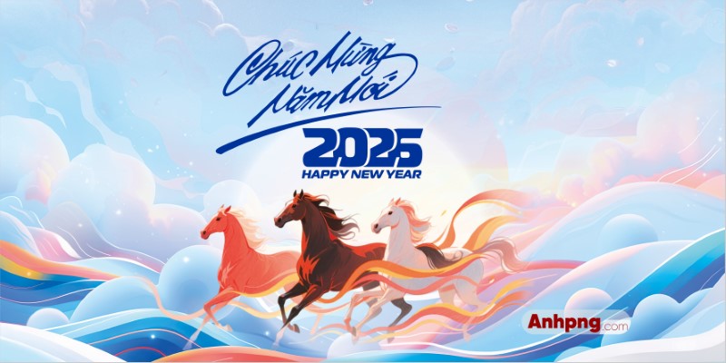 Banner chúc mừng năm mới 2026 linh vật ngựa – background Tết Bính Ngọ