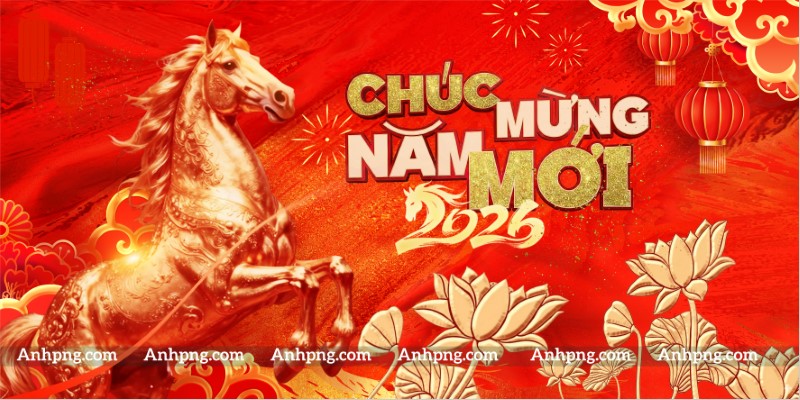 Hình nền Tết Bính Ngọ 2026 linh vật ngựa vàng chúc mừng năm mới