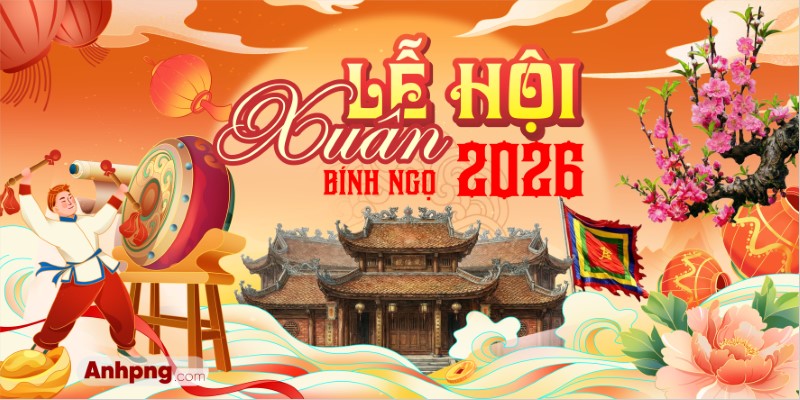 Phông nền lễ hội xuân 2026 mẫu maket trang trí sự kiện ngày Tết