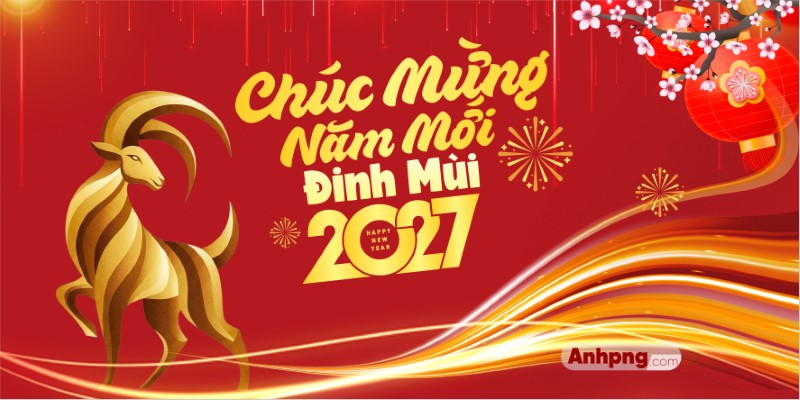 Ảnh Tết 2027 dê vàng may mắn cho hình nền chúc mừng năm mới
