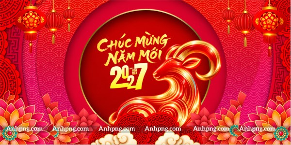 Hình nền Tết Đinh Mùi 2027 linh vật dê đỏ vàng đón năm mới