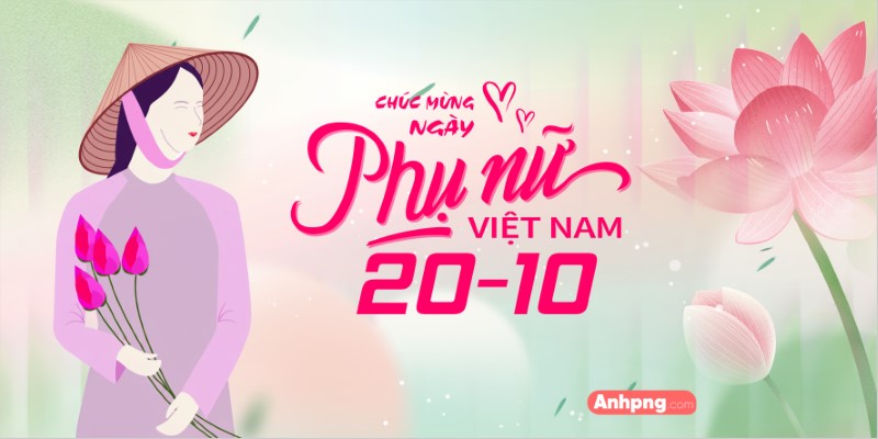 Background 20/10 Ngày Phụ nữ Việt Nam – banner thiệp, file vector