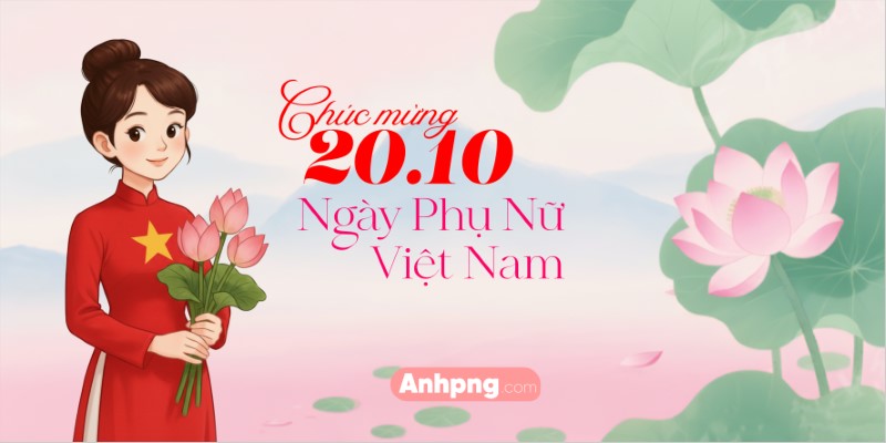 Hoa sen 20/10 – Background PNG dùng cho banner và thiệp chúc mừng