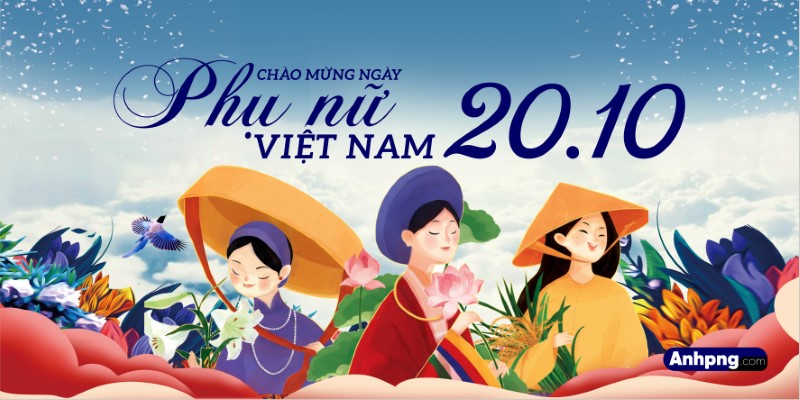 Phụ nữ Việt Nam 20/10 – Background PNG vector Corel Ai cho thiệp