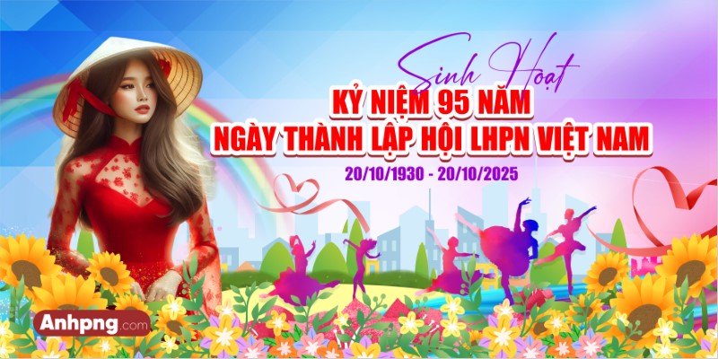 Backdrop 20/10 kỷ niệm 95 năm Hội LHPN Việt Nam – Vector Corel Ai