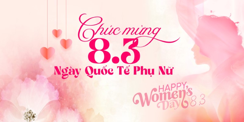 Thiệp chúc mừng 8/3 Ngày Quốc Tế Phụ Nữ đẹp làm background banner