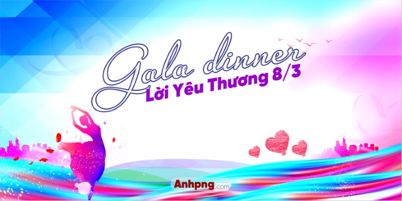 Thiết kế maket 8/3 phông nền Gala Dinner Lời Yêu Thương đẹp