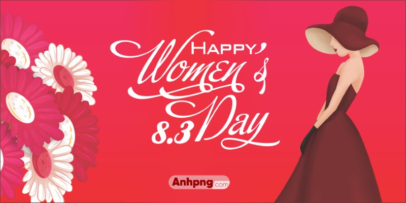 Happy Women's Day 8/3 thiết kế backdrop chúc mừng