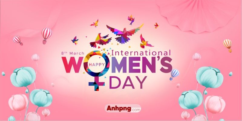 Background happy women's day 8/3 tông hồng thiết kế banner