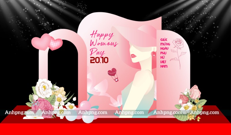 Decor 20/10 vector Corel Ai – Mẫu thiết kế banner background chào mừng ngày Phụ Nữ Việt Nam