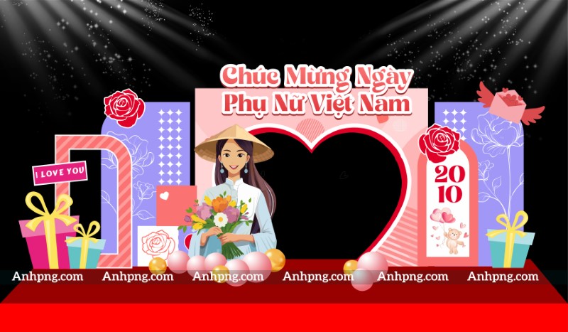Decor khung chụp ảnh 20/10 – Vector Corel, Ai cho sân khấu sự kiện