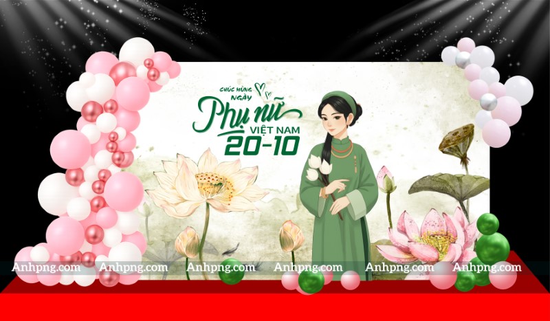 Background 20/10 chủ đề sen – Vector Corel Ai cho phông nền sự kiện