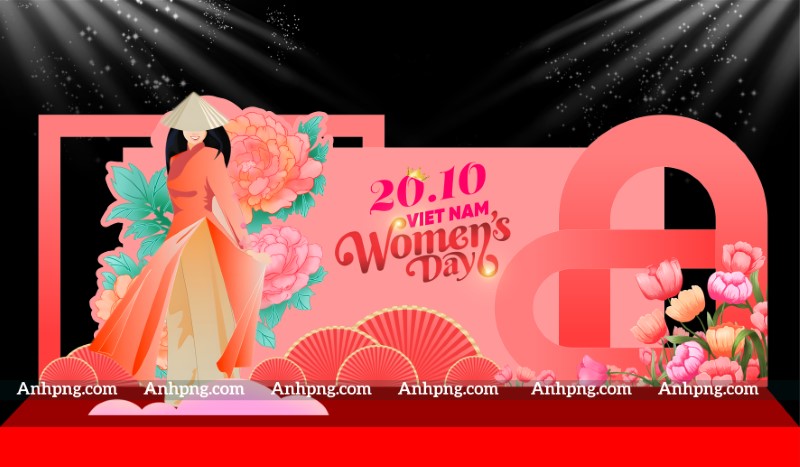 Decor 20/10 – Backdrop sân khấu Ngày Phụ Nữ Việt Nam thiết kế Corel, Ai