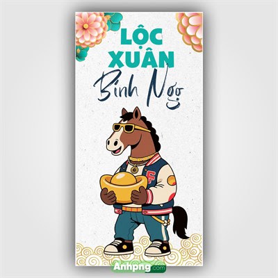 Mockup bao lì xì Lộc xuân Bính Ngọ phong cách streetwear