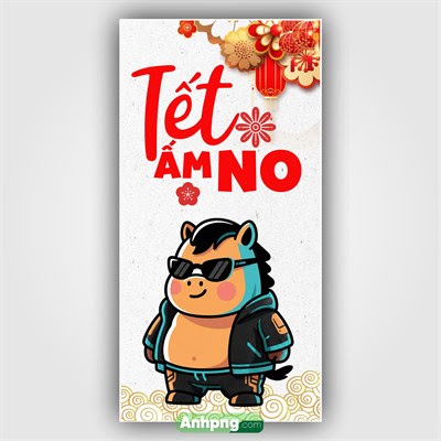 Poster bao lì xì Tết ấm no linh vật ngựa cá tính nền sáng
