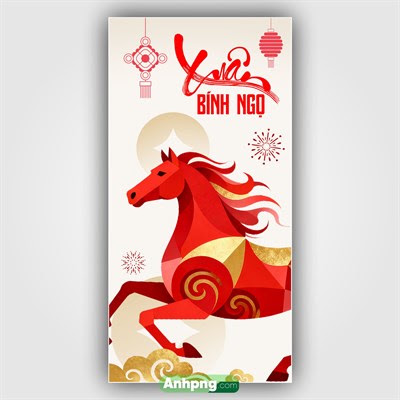 Ảnh bao lì xì Xuân Bính Ngọ 2026 ngựa đỏ phong cách tối giản