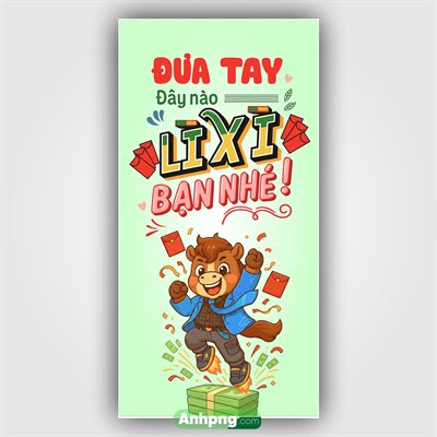 Template bao lì xì ngựa nhảy mừng tiền bay tung Tết 2026