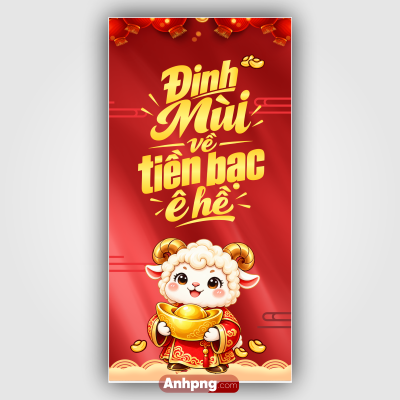 Phong bao mừng tuổi Tết 2027 Đinh Mùi với linh vật dê tài lộc