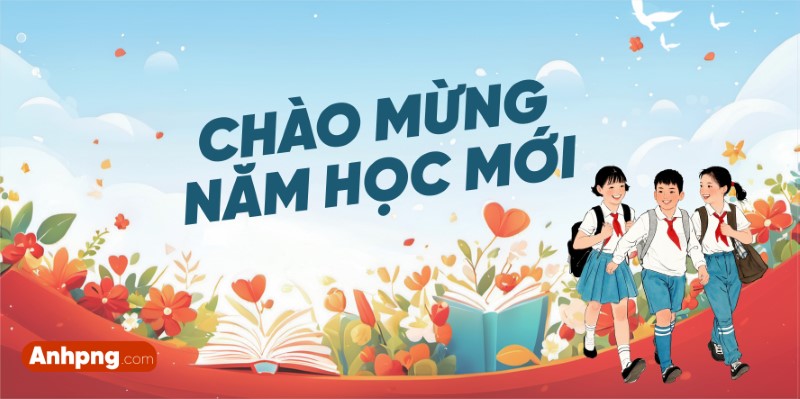 Market khai giảng năm học mới thiết kế banner và background trường học