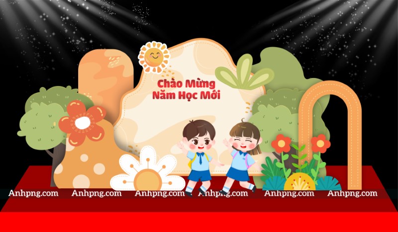 Vector khai giảng decor đẹp dùng thiết kế banner phông nền Corel Ai