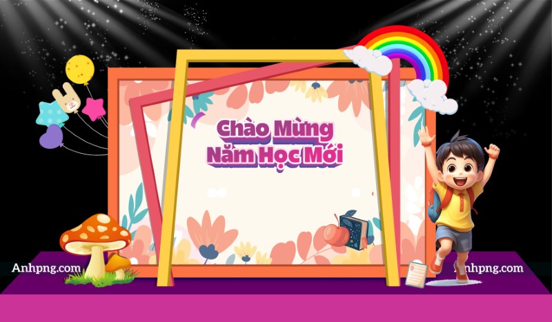 Decor sân khấu khai giảng vector đẹp cho thiết kế backdrop trường học