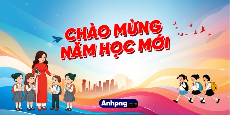 Hình nền khai giảng năm học mới vector cho banner, backdrop Corel Ai