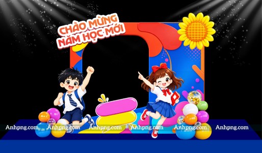 Decor khung chụp ảnh khai giảng rực rỡ chào năm học mới
