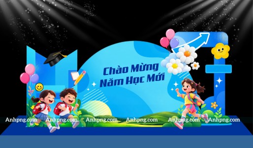 Trang trí sân khấu khai giảng sắc xanh chào mừng năm học mới