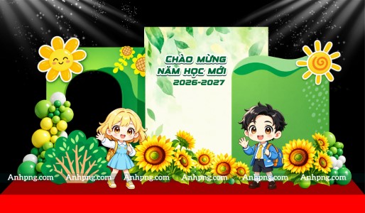 Khung chụp hình khai giảng hoa hướng dương năm học 2026-2027