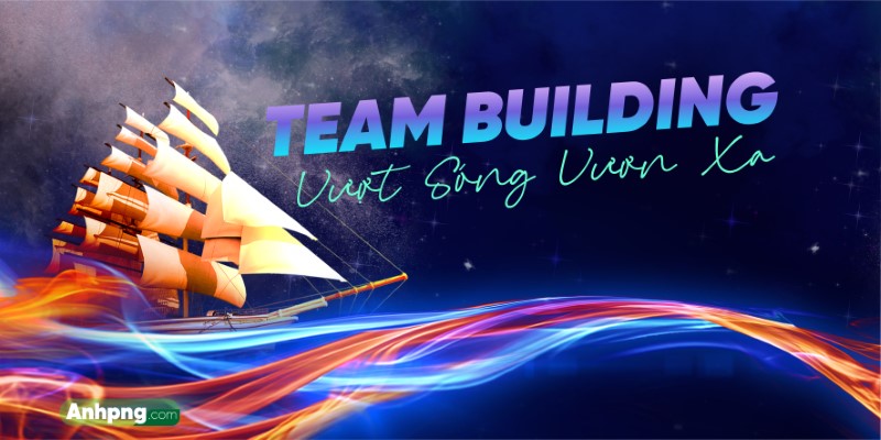 Phông nền team building vượt sóng vươn xa vector 24