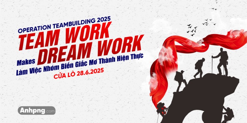 Vector Team Building 2025 Team Work Dream Work – File Corel, Ai thiết kế banner