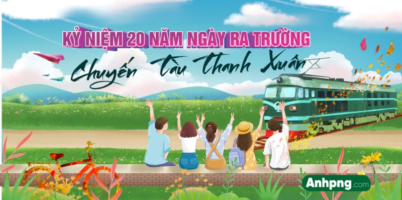 Maket Phông Nền Họp Lớp Hội Khóa 2025 – Chủ Đề Chuyến Tàu Thanh Xuân Đẹp Nhất